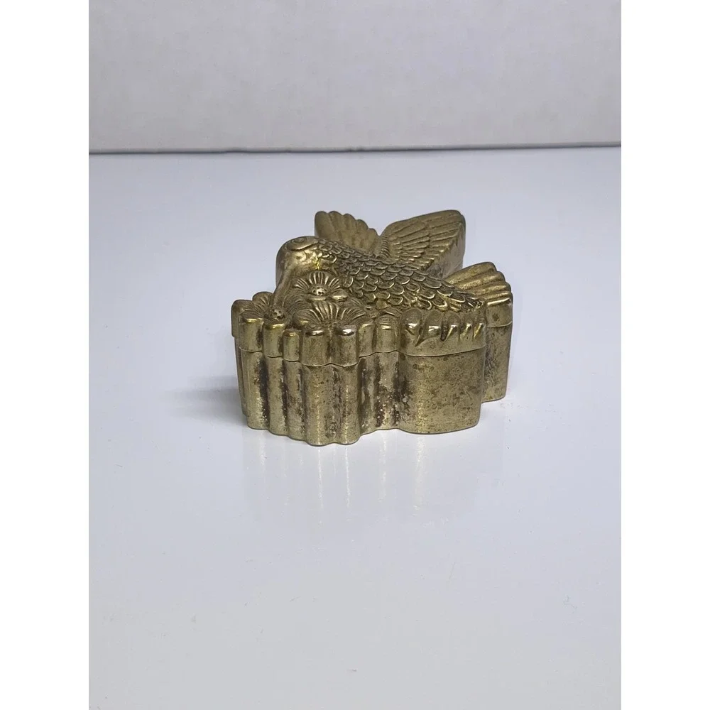 Metal Hummingbird, Flowers Trinket Ring Jewelry Box Gold Tone Red Velvet Lining‎